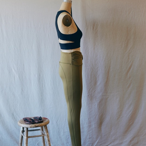Free People Movement Breathe Deeper Leggings in Dusted Military - Picture 9 of 12